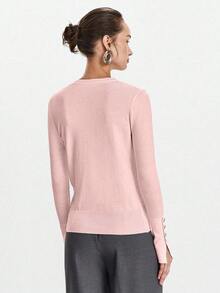 Lumivelle Christmas Women's All-Match Round Neck Casual Versatile Long Sleeve Knit Sweater - Baby Pink - View 2