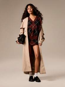 AiiRZ 菱形格纹无袖毛衣背心，饰有罗纹滚边，适合秋冬季叠穿 - 彩色 - 查看 4