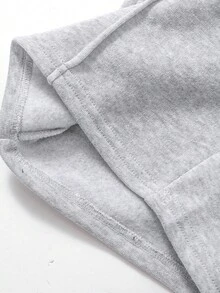 SHEIN 青少年撞色半拉链领罗纹下摆打底裤套装 - 灰色 - 查看 11