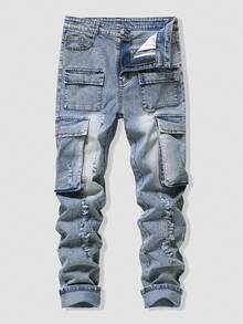 Teenage Denim Stretch Skinny Jeans, Vintage Street-Style Fashion Recommendation, Light Blue Washed Distressed Denim Jeans Perfectly Blend Retro Workwear Style And Street Rebellious Vibe - Light Wash - View 3