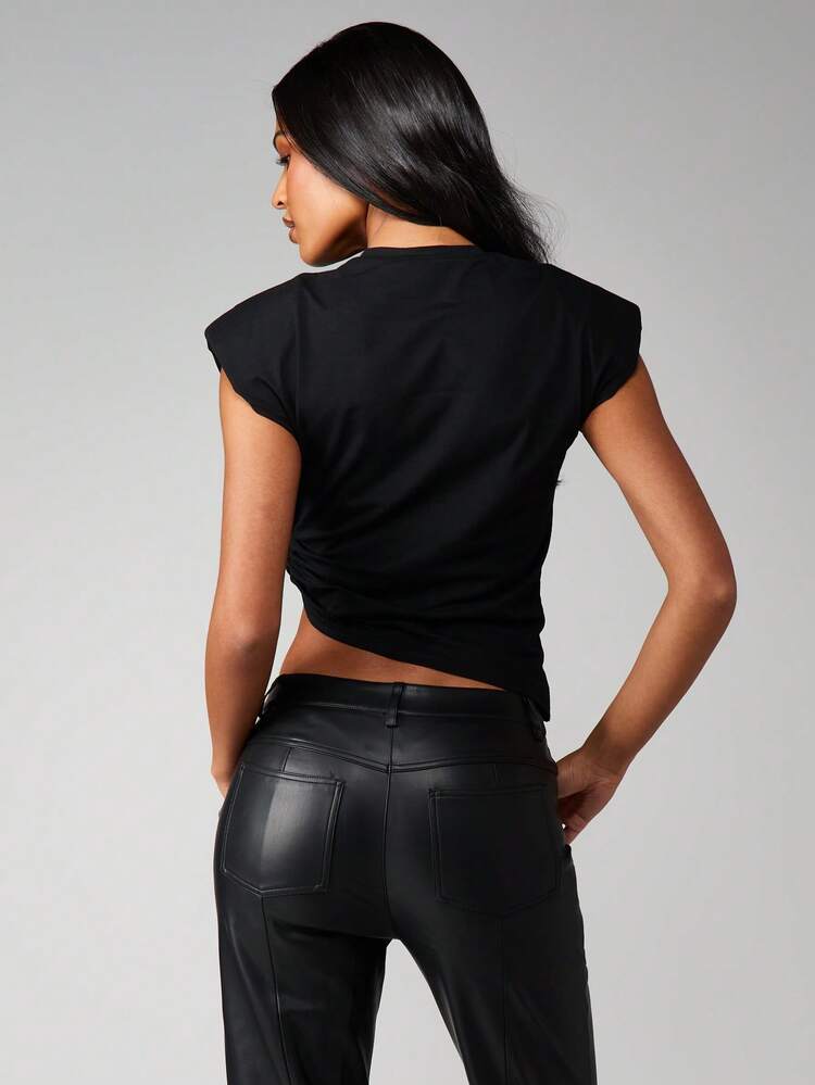 MISSGUIDED Canotta senza maniche con dettaglio a nodo, orlo arricciato, casual e basic