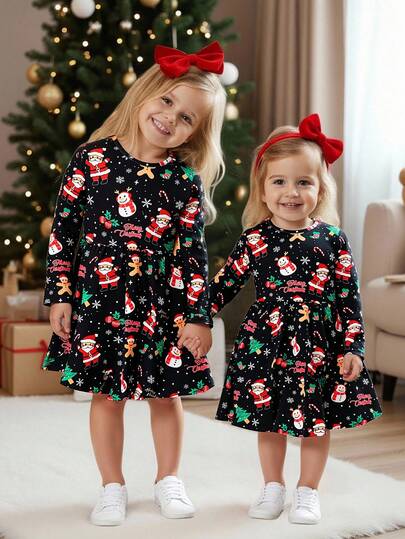 Emery Rose Kids Emery Rose Kids Baby Girls Christmas Black Dress Pullover Dress Santa Claus, Christmas Tree, Doughnut, Deer, Autumn And Winter Style, Casual, Daily Wear, School Wear, At Home, Sister And MeKids Christmas Dresses Girls Christmas Dress Black Christmas Baby Dress Christmas Dress For Girls Toddler Christmas Dress Black Christmas Dress Christmas Girls Dress Black Christmas Dress Christmas Print Dress Long Sleeve Christmas Dress Halloween Dresses For Girls Black Dress Christmas Dress Girls Mom Daughter Matching