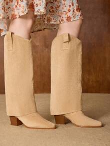 MOTF CUCCOO VINTAGE EMBROIDERED WESTERN KNEE-HIGH BOOTS FOR CHRISTMAS - Apricot - View 10