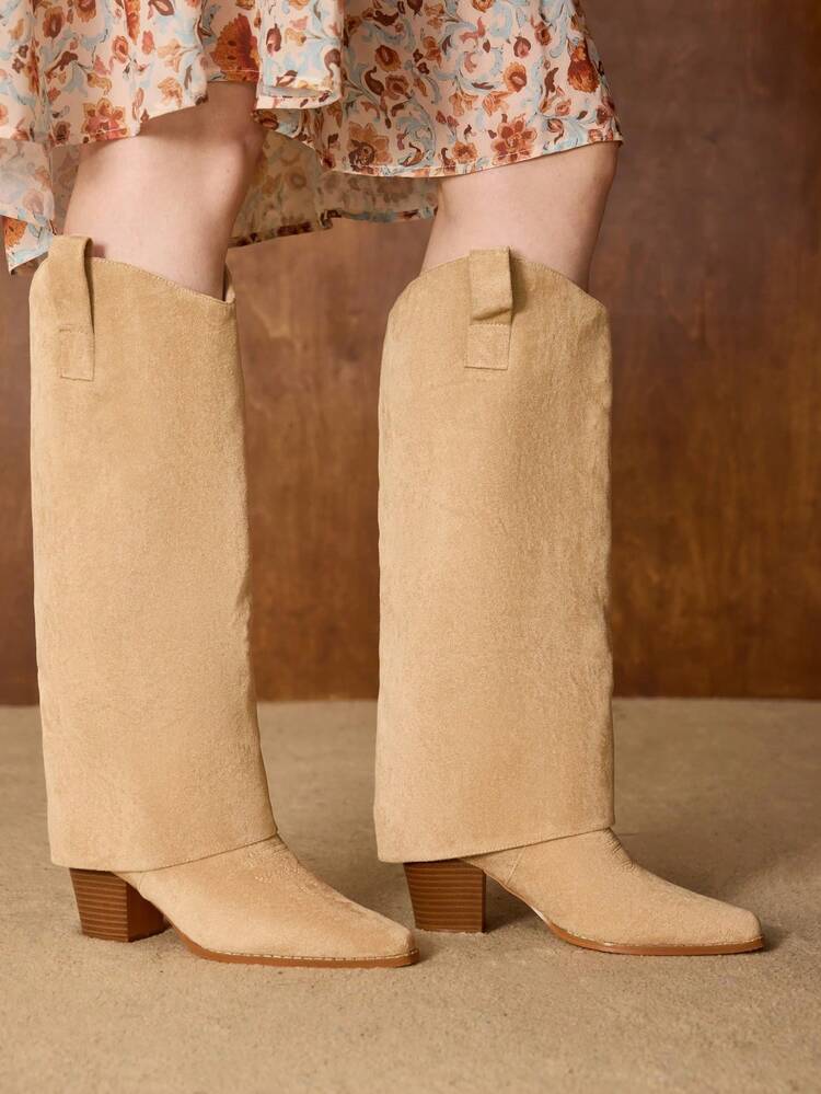 CUCCOO VINTAGE EMBROIDERED WESTERN KNEE-HIGH BOOTS FOR CHRISTMAS