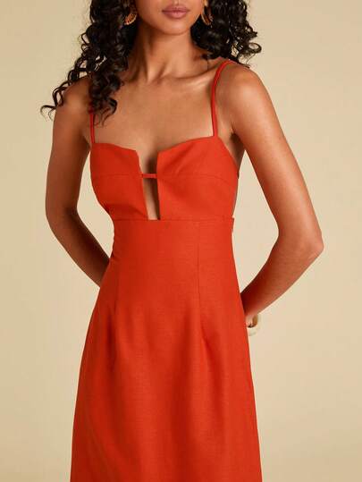 Travachic Solid Color Woven Camisole Fitted Dress For Women,Vacation Casual Terno Outfit For Women,Summer Holiday Outfits,Spring Break Outfits,Party Outfit,Beach Outfit,Spring Clothing,Valentine's Day,Valentine Outfits For Women,Carnival Costume,Elegant,Floral,Carnival,Spring To Summer ,Party ,Summer Dress,Valentine's Day Dress,Wedding Guest Dress For Women,Birthday Dress,Party Dress,Elegant Dresses For Women,Floral Dress,Summer Dress,Carnival Costume, Mexican Style Dress Women Boho Dress For Women,Orange Sundress Orange Vacation Dress Burnt Orange Dress