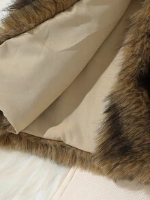 两件套女童无袖蓬松背心外套和纹理修身针织连衣裙，休闲度假装 - 杏色 - 查看 6