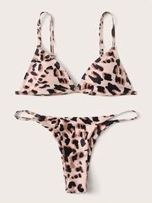 SHEIN Swim 2pcs Women's Leopard Print Sexy Bikini Swimsuit Set (Print Random), Summer Beach - Multicolor - View 4