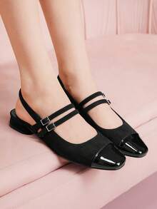 CUCCOO DOLLMOD Fashion Black Mary Jane Simple Strap Flats, Suitable For Commute, Date, Party, Holiday - Black - View 9