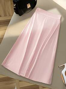 Franclia High Waist Flattering Tie Bowknot A-Line Skirt, Versatile Fall Cloth For Women - Pink - View 3