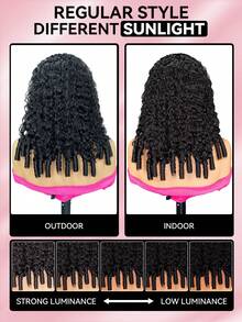 Wear & Go Burmese Curly Human Hair Half Wig 3 In 1 Drawstring Wig Ramah untuk Pemula, Pas Fleksibel, Tampilan Alami dan Tanpa Sambungan, Kepadatan 180%, Bob 14-16 Inci & Panjang 18-26 Inci - SNatural - View 12