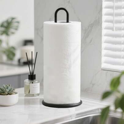 1/2 piezas Soporte metálico para toallas de papel, adecuado para encimera de cocina, bar y mesa de comedor, se adapta a rollos de toallas de papel estándar y extra grandes. Soportes para cajas de pañuelos, portapañuelos, portanachos, portarrollos de papel higiénico, contenedor de toallitas, soporte para rollo de cocina, soporte para toallas de papel, mesa, baño, cocina