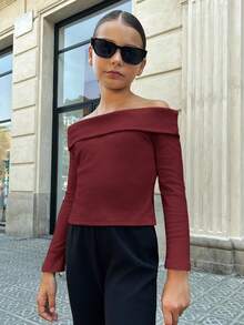 Firerie Kids Firerie Kids Tween Girls Burgundy Knit Casual Top, Fashionable And Versatile For Daily Wear, Back To School Season - Burgundy - View 4