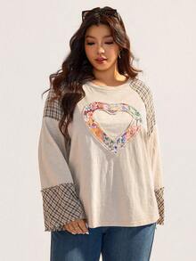 Elaquor Camiseta holgada de manga larga y cuello redondo de punto, estilo casual minimalista y versátil para tallas grandes - Multicolor - Ver 1