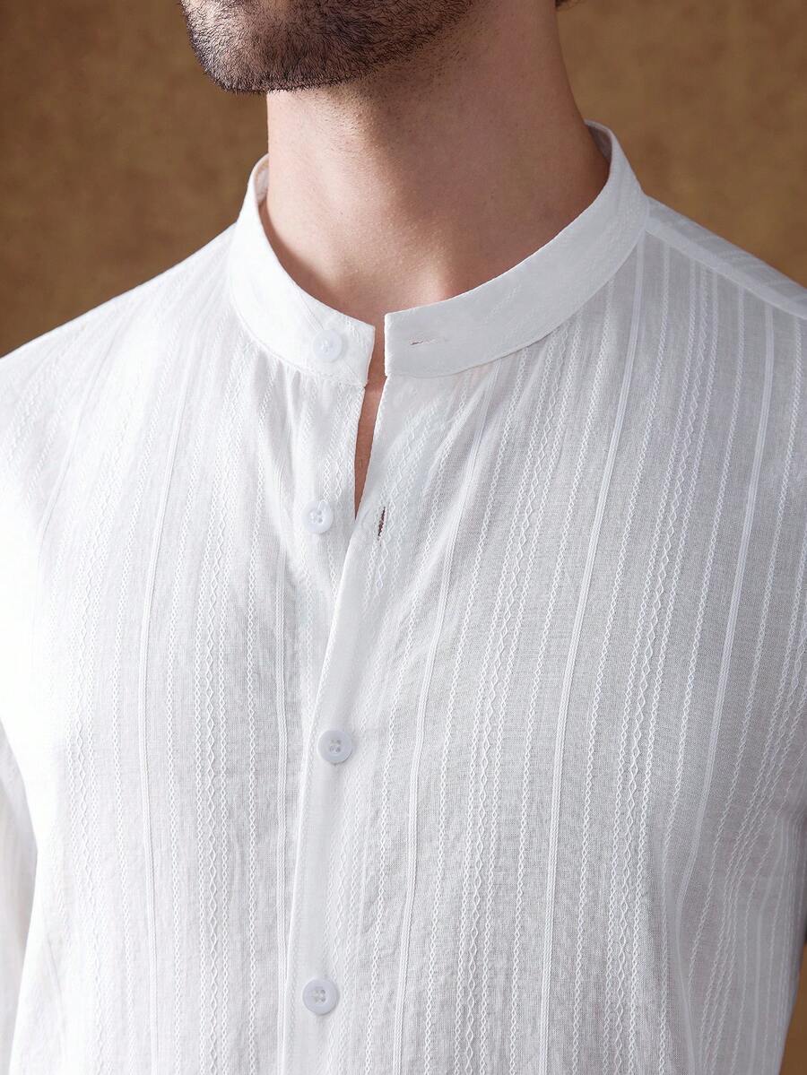 Core Aspect 男士长袖单排扣休闲/商务衬衫 - 白色 - 查看 1