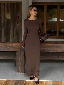 Livesso Rochie tip pulover cu volane, model toamnă/iarnă