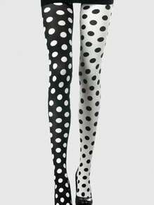 ROMWE Grunge Punk 1 Pair Gothic Punk-Style Black & Striped Tights, Halloween