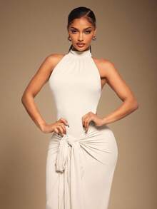 Radiana Váy ôm sát cơ thể màu mơ thanh lịch dành cho nữ, thiết kế thắt eo, trang phục đa năng, vải dệt kim co giãn cao ôm sát đường cong cơ thể, thích hợp cho các buổi hẹn hò, tiệc tùng, đi chơi hàng ngày - Màu be - Xem 7