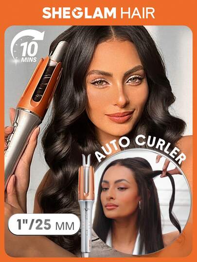 SHEGLAM HAIR مكواة تجعيد تلقائية بلمسة واحدة من It-Curl، أداة تجعيد الشعر التلقائي، أداة تجعيد الشعر الأوتوماتيكية مقاس 25 مم مع 3 درجات حرارة، تسخين سريع ودوران في اتجاهين، إيقاف تلقائي، عصا تجعيد دوارة مضادة للحرق ومضادة للتشابك، أداة تجعيد فورية تعمل باللمس لتصفيف الشعر تخرُّج عيد ميلاد هدية عطلة شتاء لون القرنفل الاهتزاز ماكياج حزب شاطئ يسافر التخييم مدرسة حرم الجامعة المهرجانات وَردَة حاضر بنت سحر أفضل عيد الحب يوم المرأة أحب نفسك