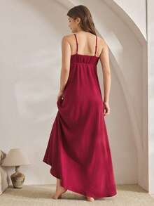 Ocili 舒适宽松无袖连衣裙，秋冬休闲家居服 - 中紫紅色 - 查看 4