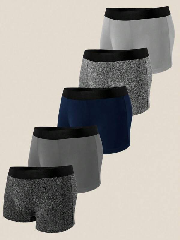 Snug Zone 5pcs/Set Men's Thin Boxer Briefs, Sexy & High Elasticity