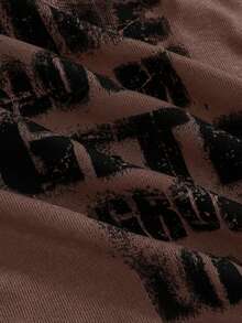 ROMWE EDITION Kpop Cross & Letter Print Off-Shoulder Long Sleeve T-Shirt For Women, Romantic Punk Style - Coffee Brown - View 4