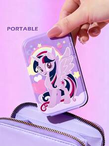 My Little Pony X SHEIN 可爱图案印花PU皮革材质粉色可折叠高清便携镜，可独立支撑或手持，轻巧便携，方便检查妆容细节，适合旅行和通勤，独角兽、暮光闪闪、碧琪、云宝黛西图案，紫色、粉色、蓝色 - 彩色 - 查看 3