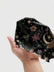 ROMWE Goth 森林兔子暗黑哥特神秘印花迷你连衣裙（女款） - 黑色 - 查看 5