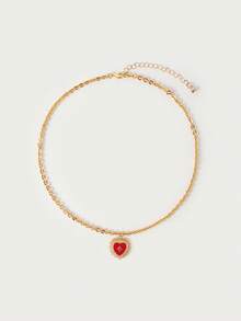 Glisma Dây chuyền mặt dây chuyền 18K dành cho nữ, Trang phục, Phong cách Gothic/Gothic, Phong cách quý tộc cổ điển, Đính hạt, Trang sức phương Tây, Kim loại/Chất liệu, Đá quý, Mùa thu/Đông, Dành cho mẹ/phụ nữ/cô gái/người mẹ, Cao cấp, Cổ điển - Đỏ - Xem 4