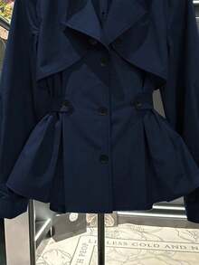 Franclia Women's Fashionable Casual Waist Cinched Trench Coat - Navy Blue - View 4