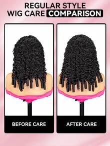 Wear & Go Burmese Curly Human Hair Half Wig 3 In 1 Drawstring Wig Ramah untuk Pemula, Pas Fleksibel, Tampilan Alami dan Tanpa Sambungan, Kepadatan 180%, Bob 14-16 Inci & Panjang 18-26 Inci - SNatural - View 11