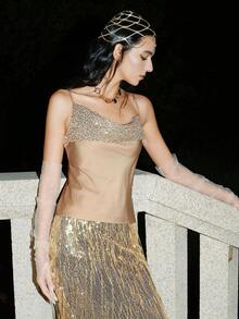 SHEIN Luminelle 女士亮片拼接魅力时尚吊带背心