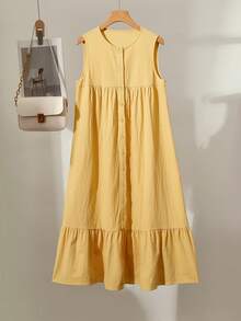 Franclia Gelbes ärmelloses Kleid, lässiges Sommerkleid für Dates/Strand, inspiriert von Dopamin