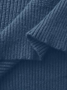 Claim Dot Men's Solid Color Half-Zipper Collar Sweater, Fall/Winter, Long Sleeve Top - Navy Blue - View 7
