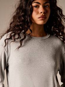 AiiRZ Long Sleeve Double Layer Crew Neck Ribbed Knit Top With Contrast Layering Detail Fall Winter Casual - Multicolor - View 4