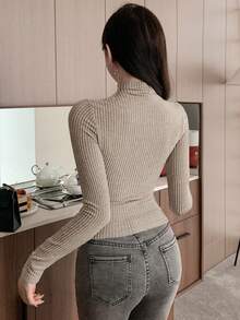 DAZY Camiseta de mujer con cintura ceñida y acabado cepillado, talla grande vendida - Albaricoque - Ver 3