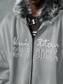 NEON BLANC Men's Fashion Studded Sweatshirt Long Sleeve Hooded Sweatshirt, Suitable For Autumn/Winter - Grey - View 5