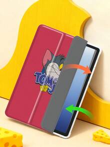Tom and Jerry Artist x SHEIN 1个可爱创意卡通图案防震时尚平板电脑保护套。万圣节和圣诞节礼物，兼容iPad 10代/iPad 7/8/9代（10.2英寸）/iPad Air 5/Air 4（10.9英寸）。 - 彩色 - 查看 9