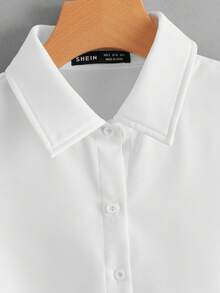 SHEIN LUNE Women's Solid Color Single-Breasted Casual Sleeveless Woven Shirt