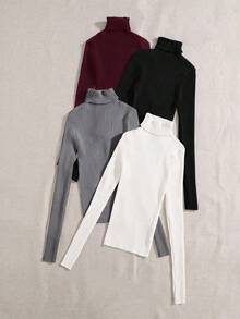 Franclia 4 buc/set femei pulovere casual culoare solidă