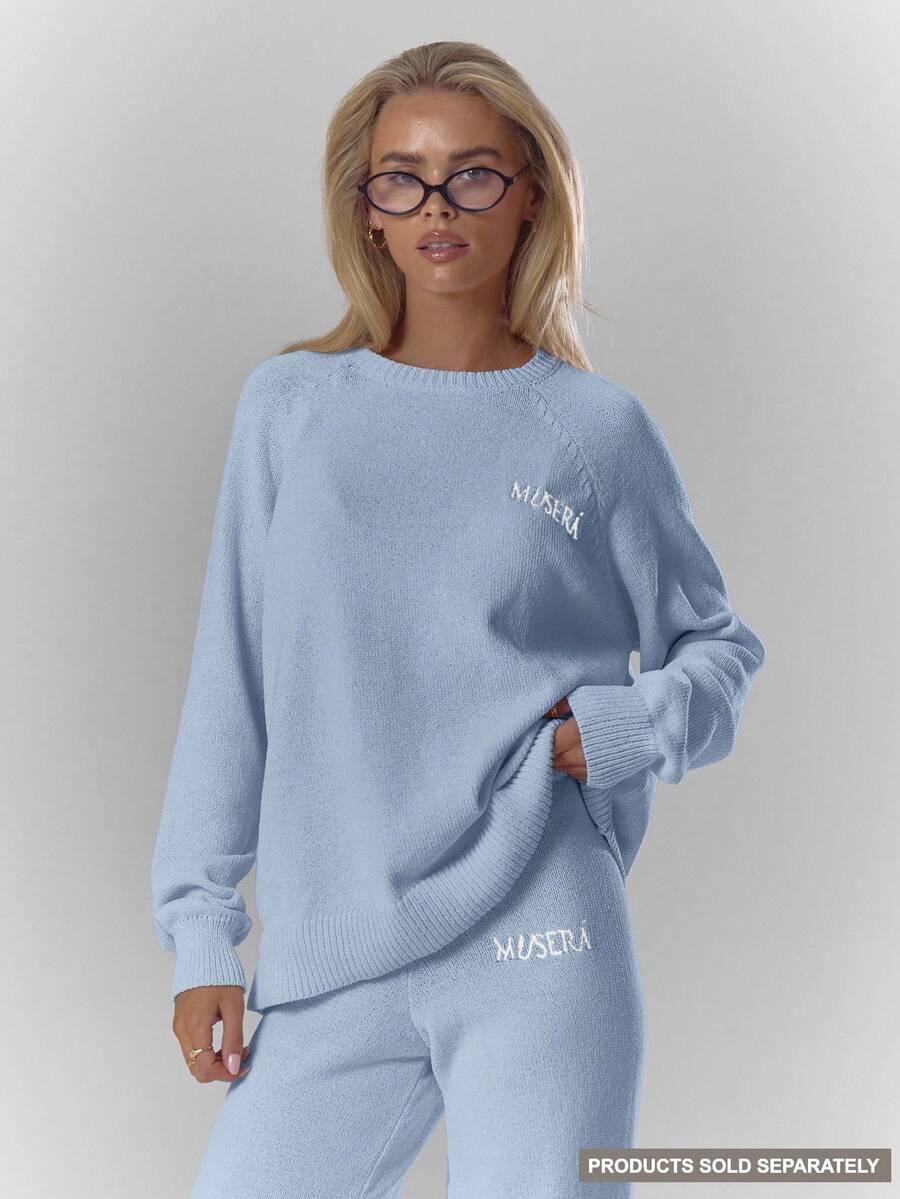 MUSERA Oversized Rundhalsausschnitt Weicher Strick Pullover Top Nur Herbst Gemütlich Niedlich Lässig Kaffee Club Winter Weihnachten Elegant Abendparty Neujahr