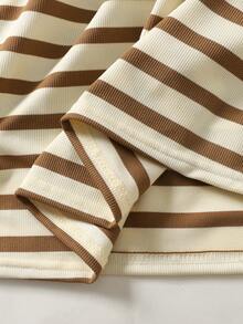 Maija Kids Maija Kids 女童条纹休闲长袖连衣裙 - 鏽棕色 - 查看 8