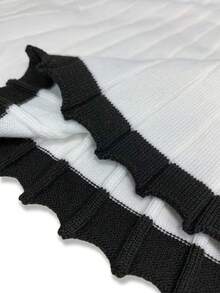 Selianne 全新秋冬复古简约拼布修身女式毛衣连衣裙 - 黑與白 - 查看 7