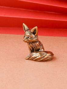 1件黄铜仿狐狸摆件，金属工艺微景观装饰品，生日礼物，毕业礼物 - 彩色 - 查看 3
