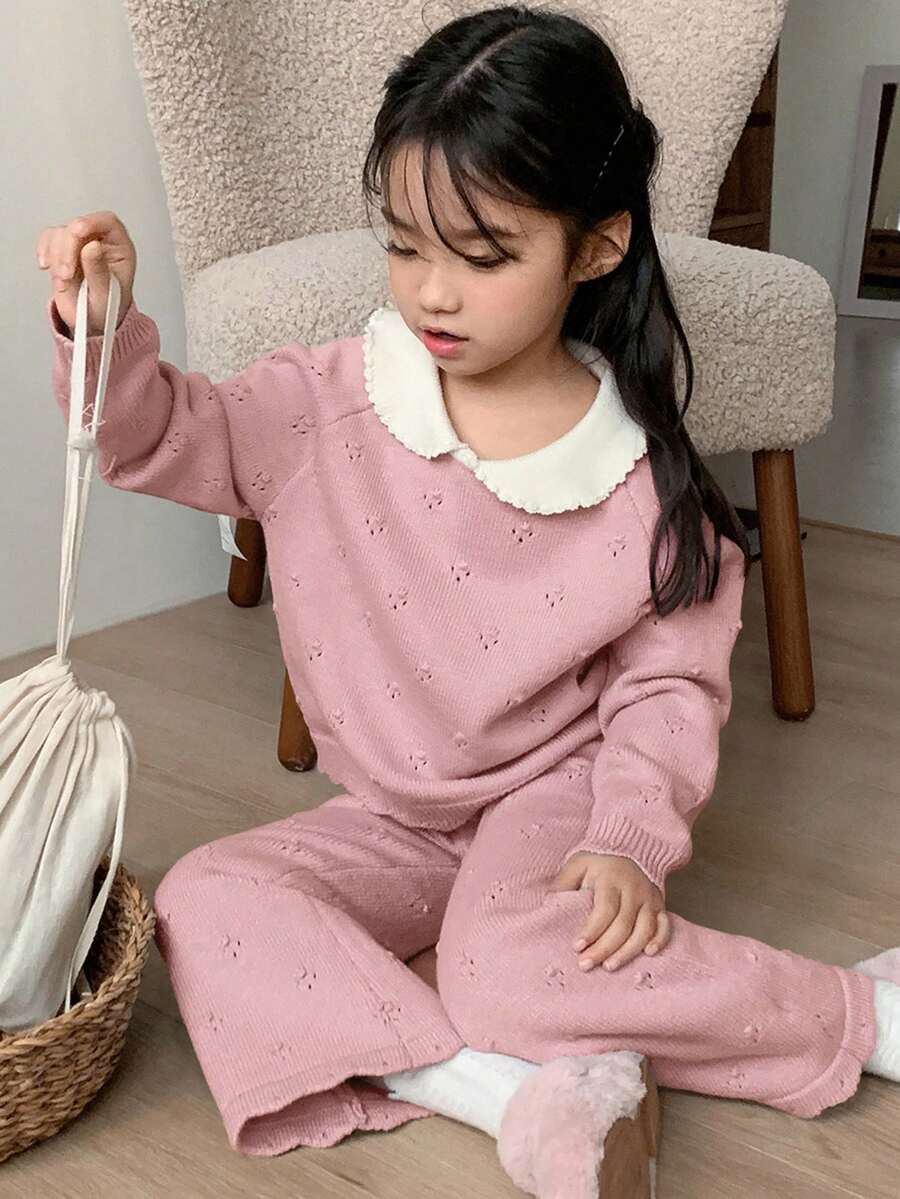 DAZY 女童针织毛衣套装，秋季 - 粉色 - 查看 1