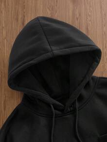 EASEVO Casual Patchwork Contrast Color Loose Hoodie Sweatshirt For Plus Size Men, Long Sleeve Top - Black - View 3