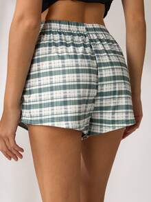 Lowkey Lull 女士格子三件套睡衣短裤 - 綠色 - 查看 7