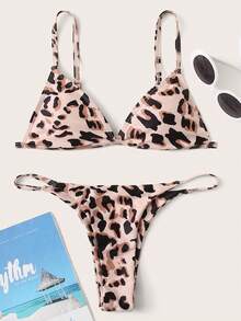SHEIN Swim 2pcs Women's Leopard Print Sexy Bikini Swimsuit Set (Print Random), Summer Beach - Multicolor - View 5