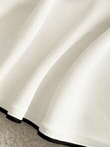 Franclia Áo sơ mi nữ thanh lịch và thời trang, màu trắng viền đen, thắt eo, áo sơ mi dài tay phối màu đen trắng, thích hợp mặc hàng ngày, hẹn hò và đi làm - trắng - Xem 5