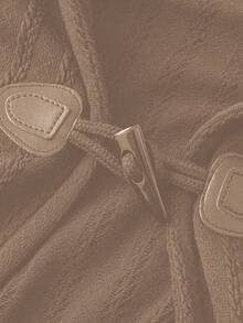 SHEIN LUNE 女士秋冬连帽长袖针织外套 - 咖啡棕 - 查看 4