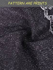 Sparklyn 2pcs/Set Girls Street Fashion Star Graphic Knit Crop Top + Denim Look Printed Loose Cargo Pants Set, Versatile Casual Outfit